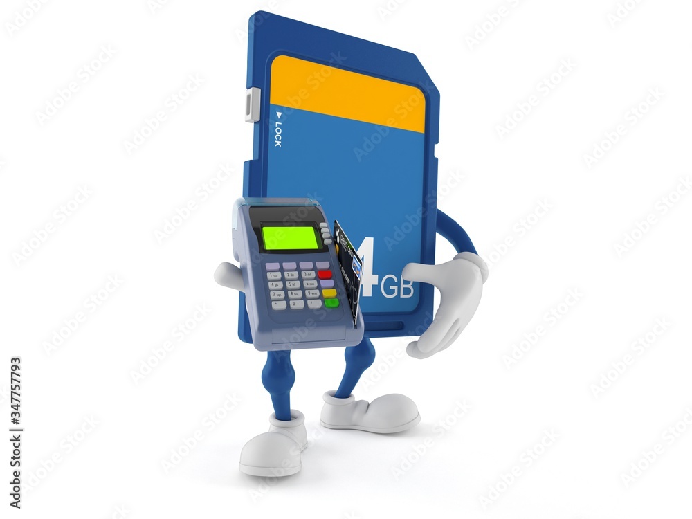 SD card character holding credit card reader