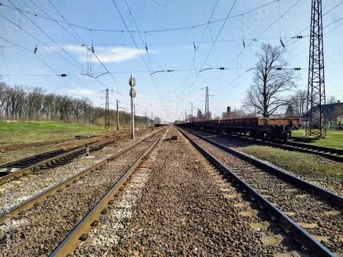 Railroad in rural countryside at sunny spring day © Samumneo