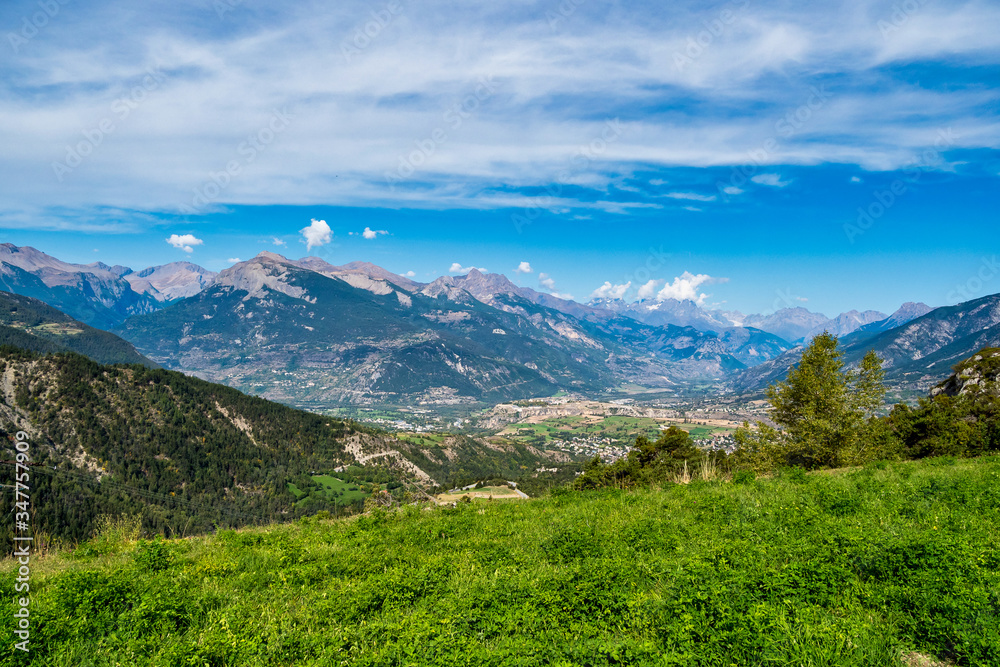 Obraz premium Alpine landscape of the French alps, Risoul in the Provence Alpes, France