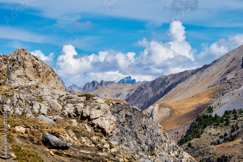 Alpine landscape of the French alps, Col de la Bonette in Provence Alpes, France