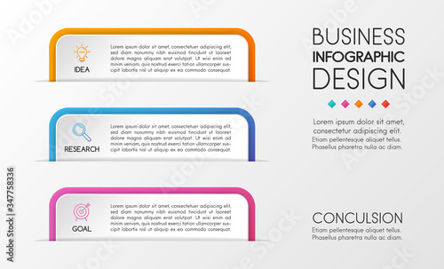 Vertical infographic template with 3 options. Business flowchart. Vector