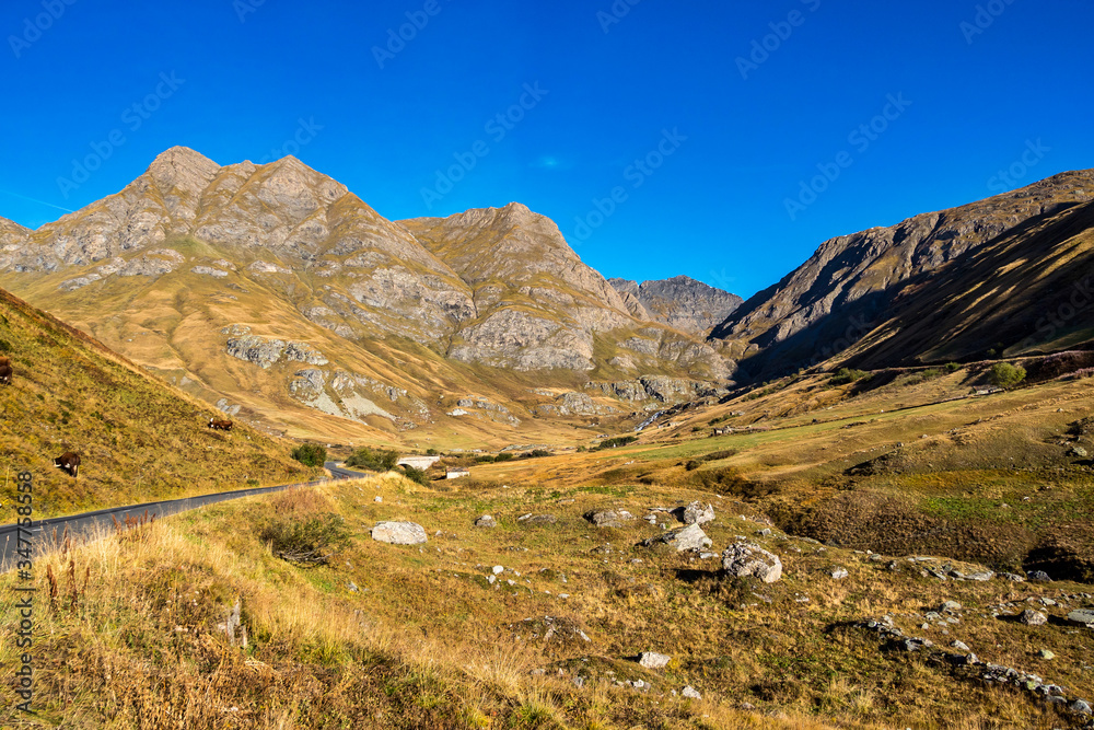 Landscape of the French alps, Bonneval sur Arc in the Provence Alpes, France