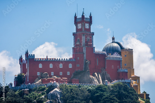 Fototapeta red castle Pena Palace romanticist castle sintra