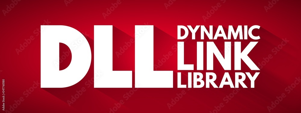 DLL - Dynamic Link Library acronym, technology concept background
