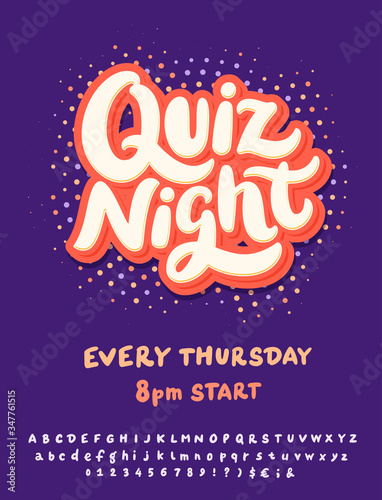 Quiz night. Vector lettering invitation.