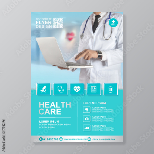 Corporate healthcare and medical cove a4 flyer design template for print