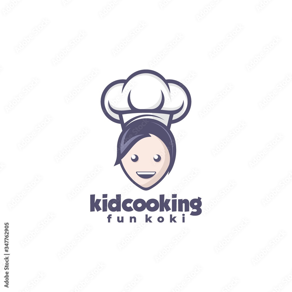 Vector Logo Illustration Kid Cooking Mascot Cartoon Style. Vector Logo Illustration Kid Cooking Mascot Cartoon Style.