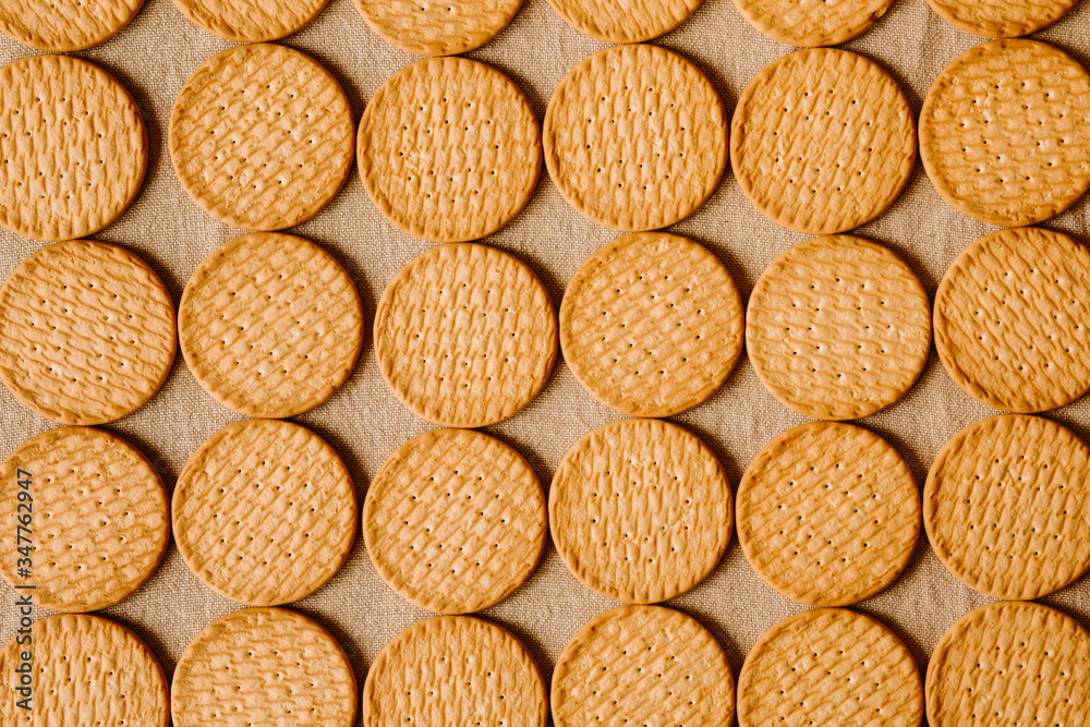 Fototapeta premium Biscuit pattern and background for design. Top view. 