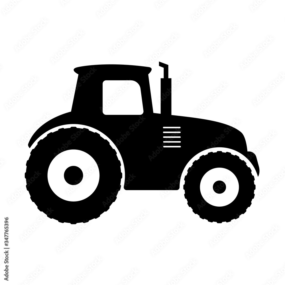 Obraz premium Tractor icon. Black and white vector illustration farm transport.