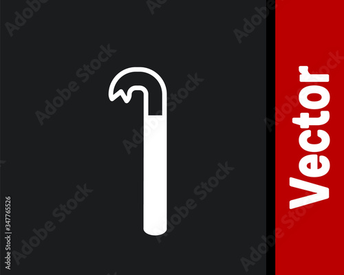 White Crowbar icon isolated on black background.  Vector Illustration