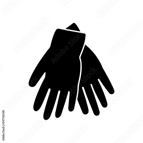 Two gloves icon. Black and white vector illustration of gloves for a garden or medicine