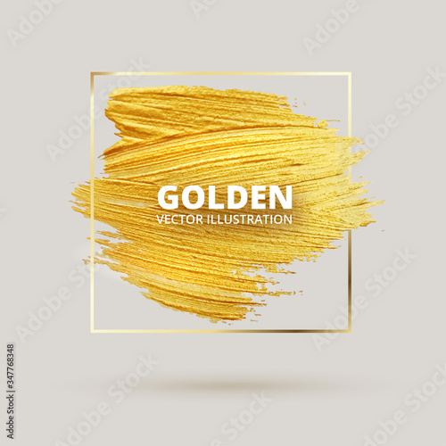 Gold paint strokes. Vector illustration