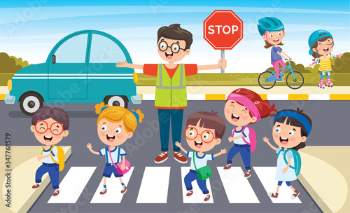 Traffic Concept With Funny Characters