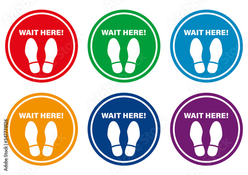 walkable stickers wait here with footprint color