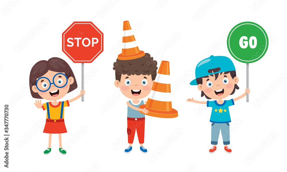 Traffic Concept With Funny Characters Traffic Concept With Funny Characters