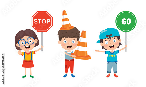 Traffic Concept With Funny Characters