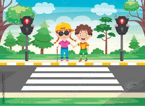 Traffic Concept With Funny Characters