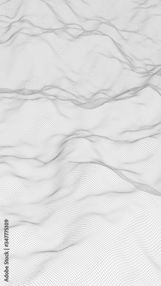 Abstract landscape on a white background. Cyberspace grid. hi tech network. 3d illustration Abstract landscape on a white background. Cyberspace grid. hi tech network. 3d illustration