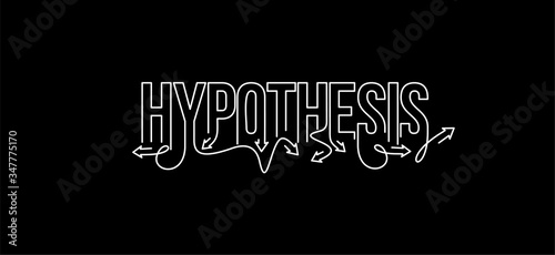 Hypothesis Calligraphic line art Text shopping poster vector illustration Design.