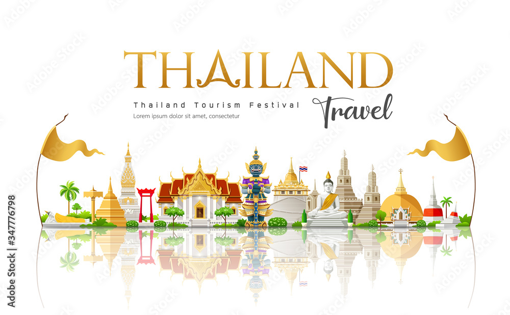 Welcome to The beautiful of Thailand travel building landmark, design background, vector illustration