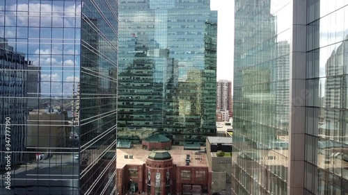 Aerial of buildings, skyscrapers in modern city
