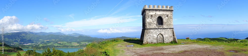 Panoramic view of a watchtower