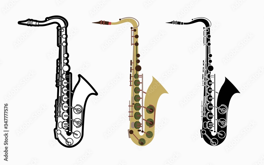 Naklejka premium Saxophone instrument cartoon music graphic vector