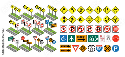 Traffic  signs set, vector illustration isolated on white, eps 10 vector