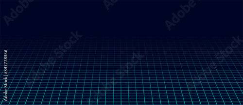 Abstract perspective blue grid. Wireframe landscape. Vector illustration.