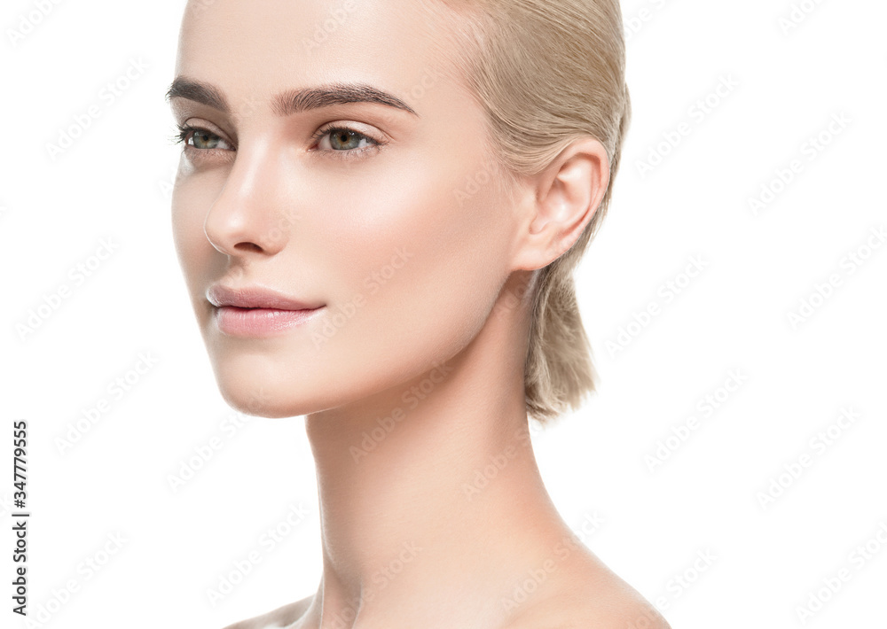 Blonde hair woman clean skin healthy cosmetic skin care concept portrait Blonde hair woman clean skin healthy cosmetic skin care concept portrait