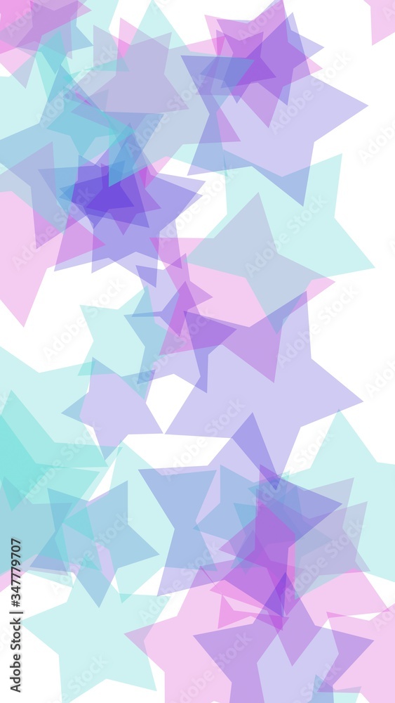 Multicolored translucent stars on a white background. Pink tones. 3D illustration Multicolored translucent stars on a white background. Pink tones. 3D illustration