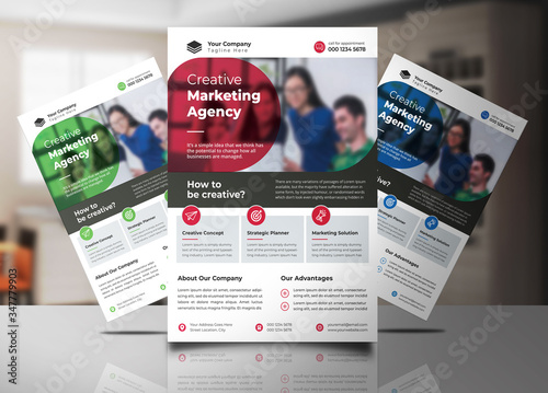 Corporate Flyer Template Red Blue And Green Accent With Graphic resources