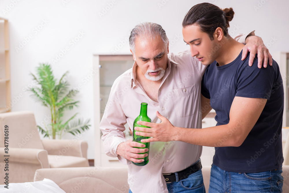 Man with drinking problem and the family Man with drinking problem and the family