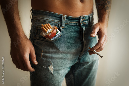 Conceptual photo of impotence caused by smoking