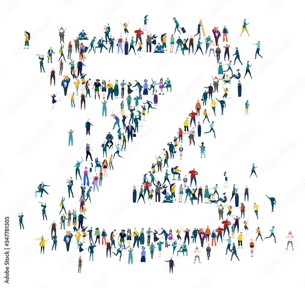 Alphabet. Letter made of many little people, crowd creation. Lots of busy people create letter shape. Alphabet. Letter made of many little people, crowd creation. Lots of busy people create letter shape.