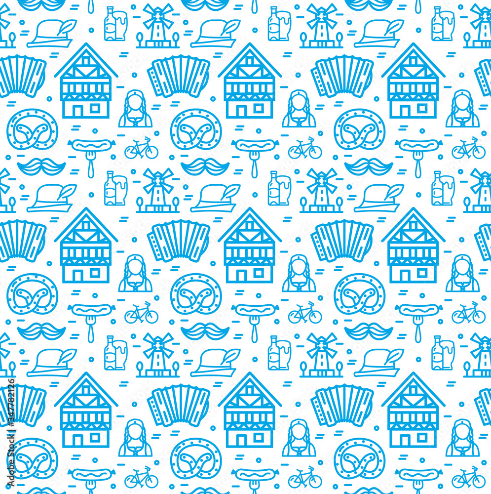 Germany Octoberfest Signs Seamless Pattern Background. Vector