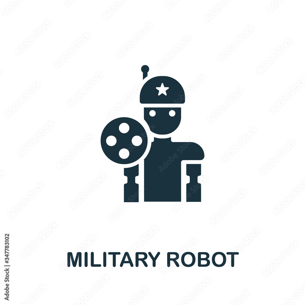 Military Robot icon. Simple illustration from wireless devices collection. Creative Military Robot icon for web design, templates, infographics Military Robot icon. Simple illustration from wireless devices collection. Creative Military Robot icon for web design, templates, infographics