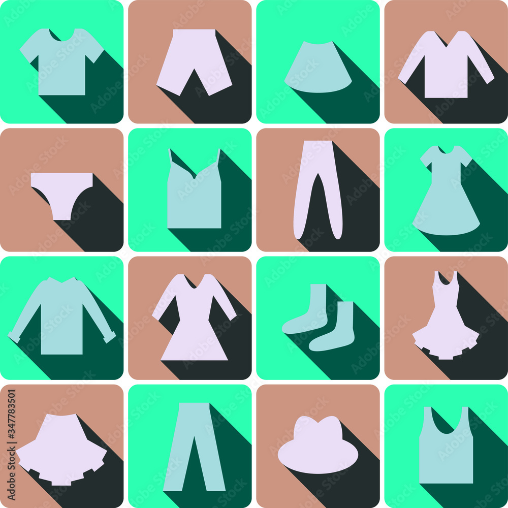clothing icons set with shadows clothing icons set with shadows