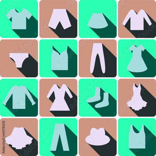 clothing icons set with shadows