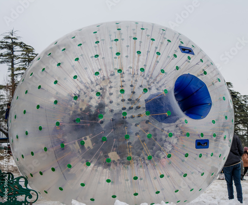 children have a lot of fun in the Zorbing Ball at VIP park of patnitop
 photo