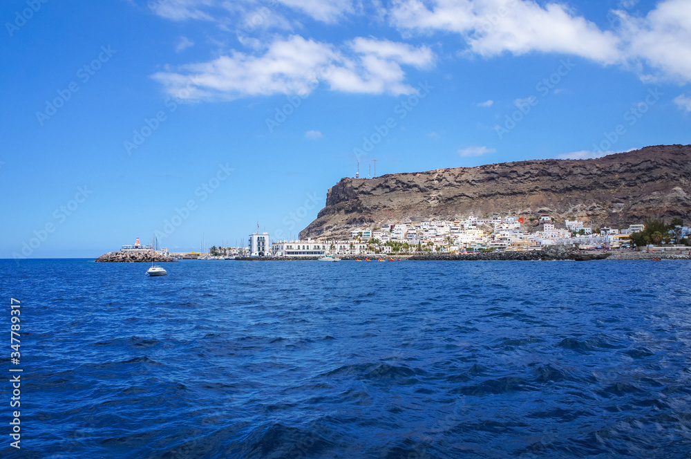 Puerto de Mogán seen from a recreational boat