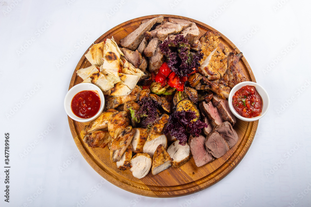 studio photo meat assortment with sauce and pita menu studio photo meat assortment with sauce and pita menu
