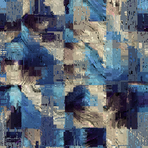 Vector image with imitation of grunge datamoshing texture.