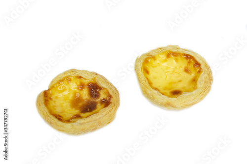 Egg tarts, isolated on white background