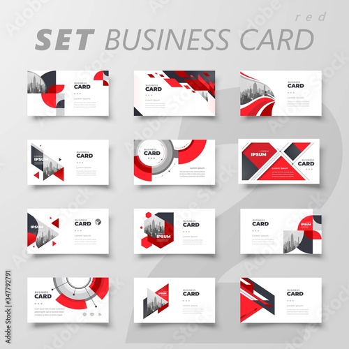 Set Business card red color template