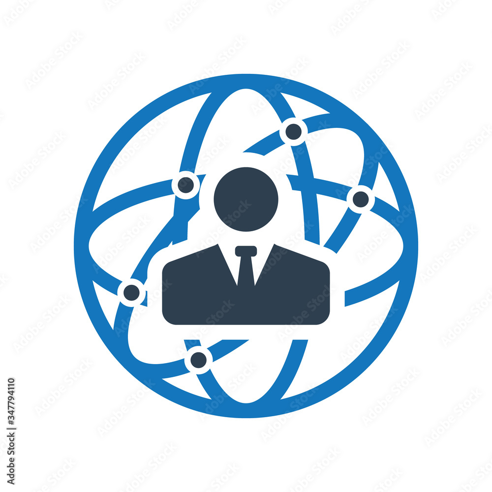 Global Business Communication Icon. CEO Boss Icon.