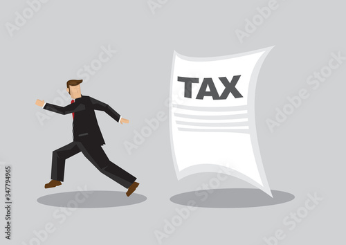 Businessman Evades Tax Funny Cartoon Vector Illustration