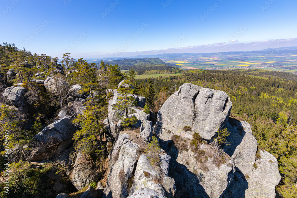 Stolowe Mountains National Park. View from Szczeliniec Wielki near Kudowa-Zdroj, Lower Silesia, Poland.
