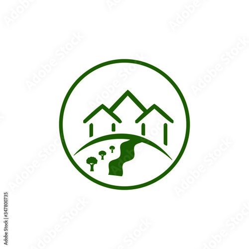 greenhouse logo green city environment vector design 