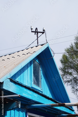 Roof with the attic of an old country house